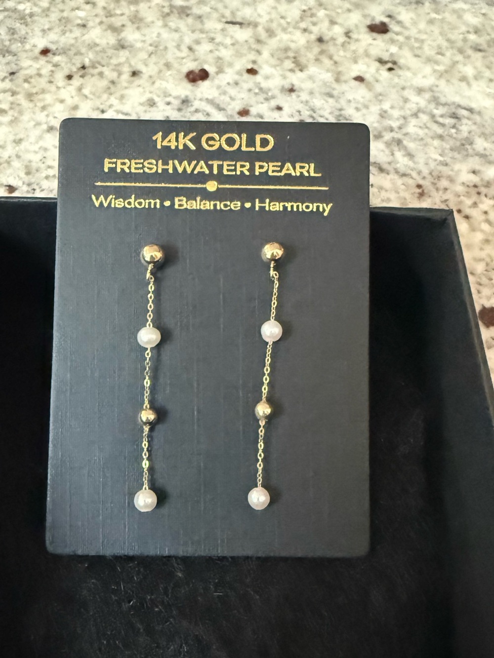 Made in USA 14K Gold Freshwater Pearl Chain Earrings